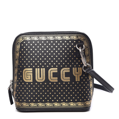 Gucci X SEGA Calfskin GUCCY Stars Mini Dome Shoulder Bag Black Gold 1 of 10