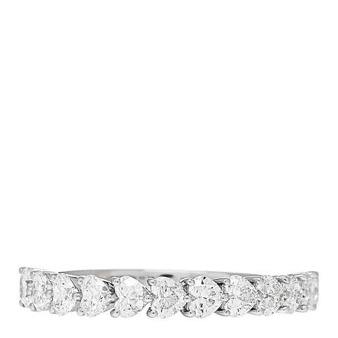 18K White Gold Diamond 1.00ct Heart Cut Half Eternity Band Ring 53 6.25