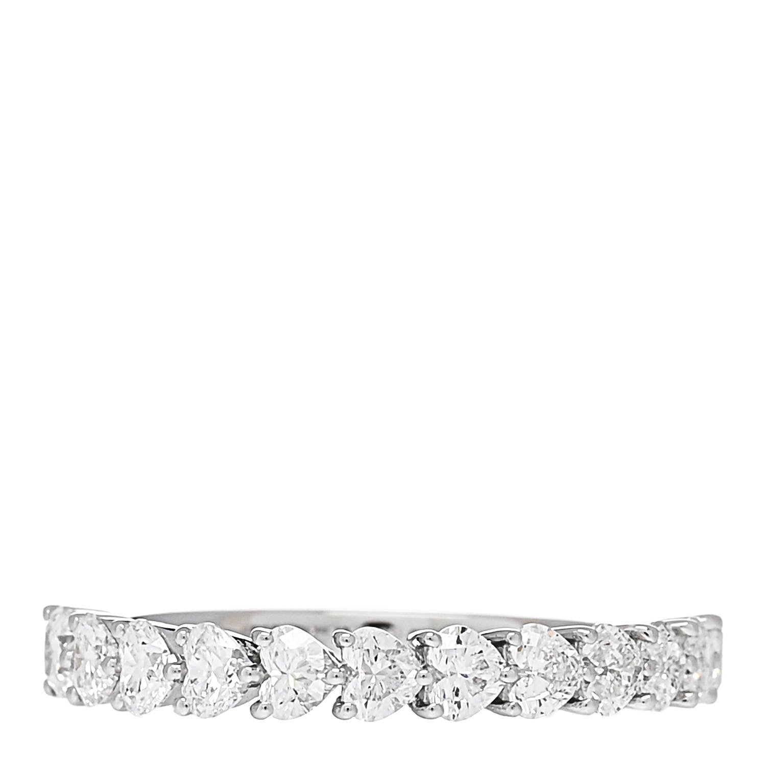 Parker & West by FASHIONPHILE 18K White Gold Diamond 1.00ct Heart Cut Half Eternity Band Ring 53 6.25 1 of 10