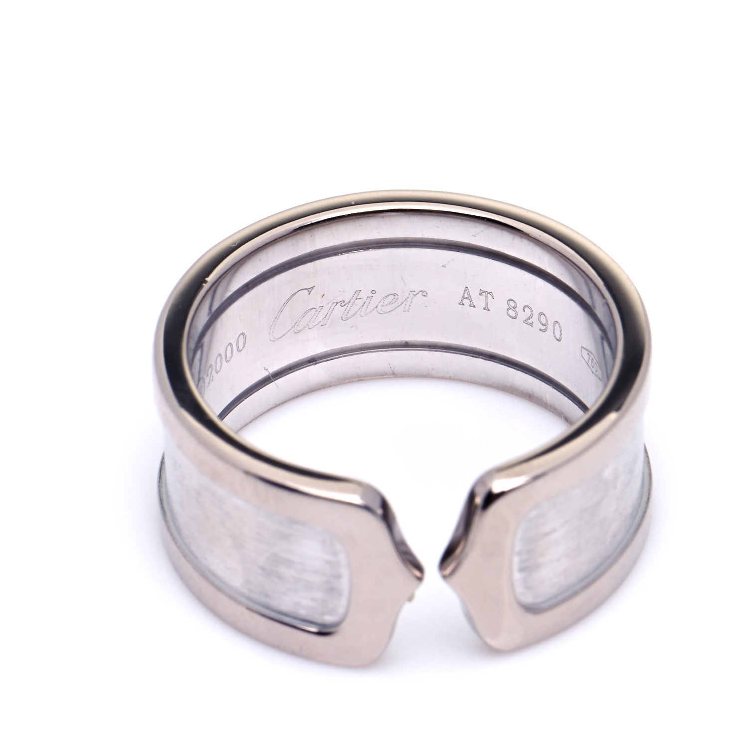 Cartier 18K White Gold 10mm Logo De Cartier Ring 58 8.5 7 of 7