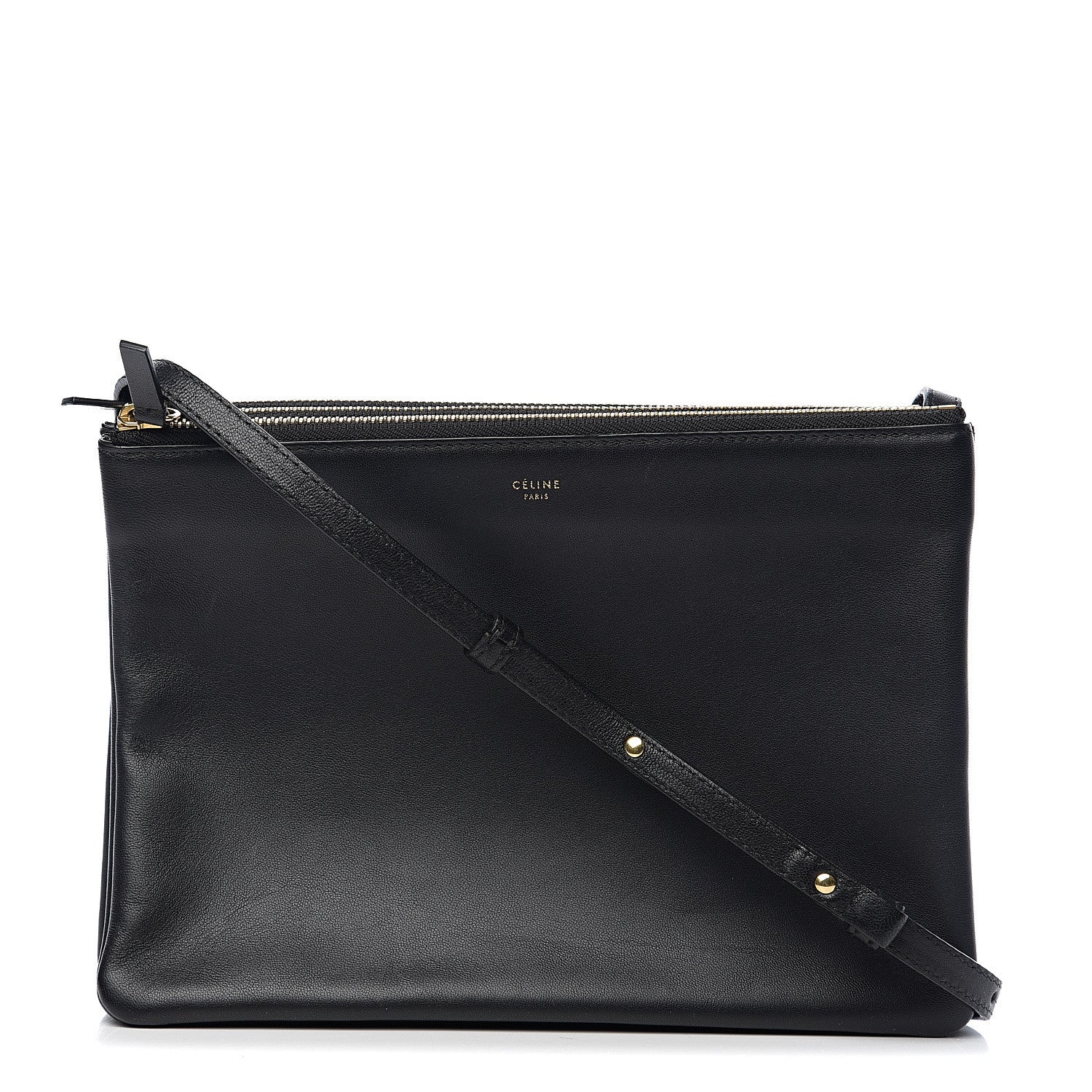 Celine Lambskin Large Trio Crossbody Bag Black 1 of 9