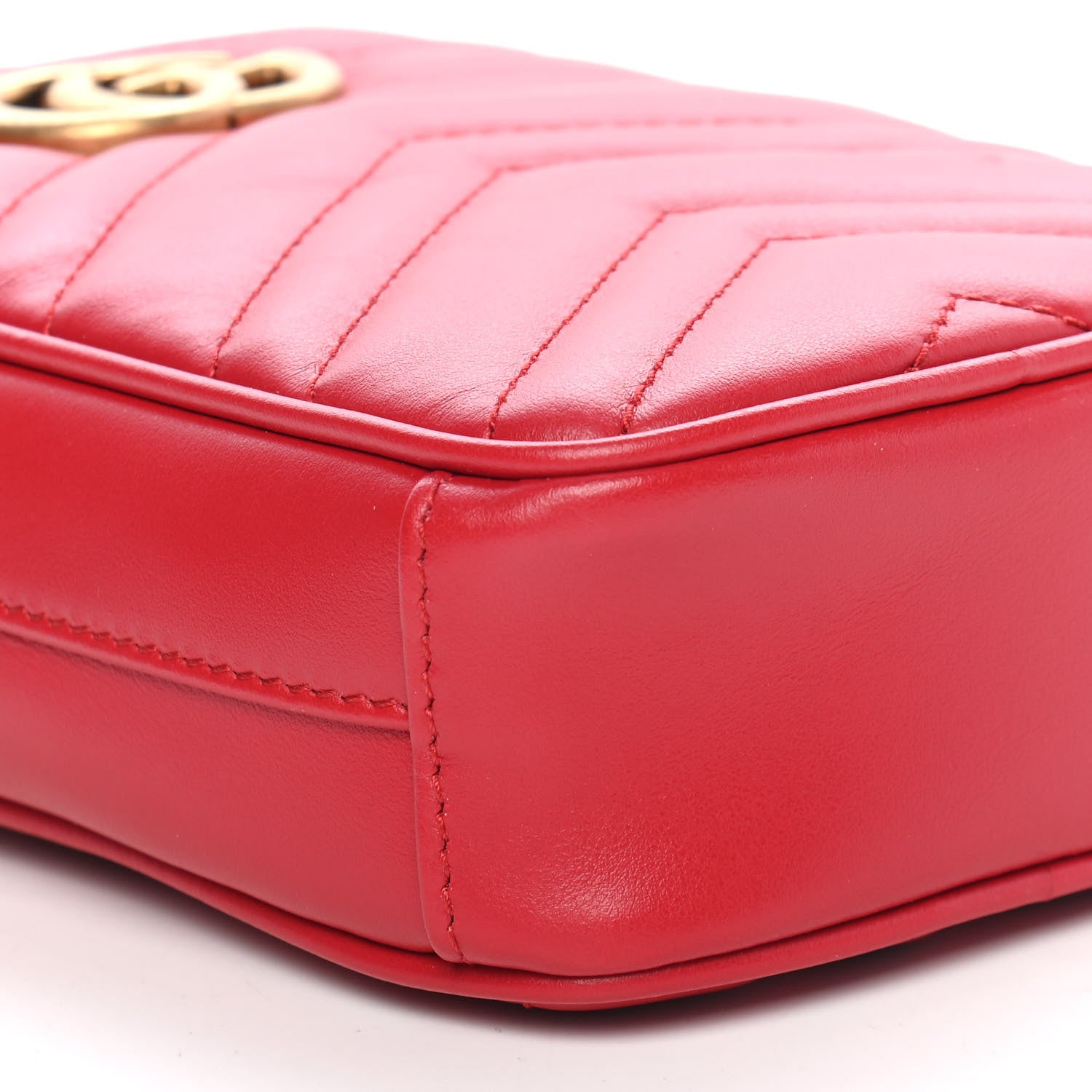 Gucci Calfskin Matelasse Mini GG Marmont Crossbody Bag Hibiscus Red 8 of 9