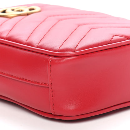 Gucci Calfskin Matelasse Mini GG Marmont Crossbody Bag Hibiscus Red 8 of 9