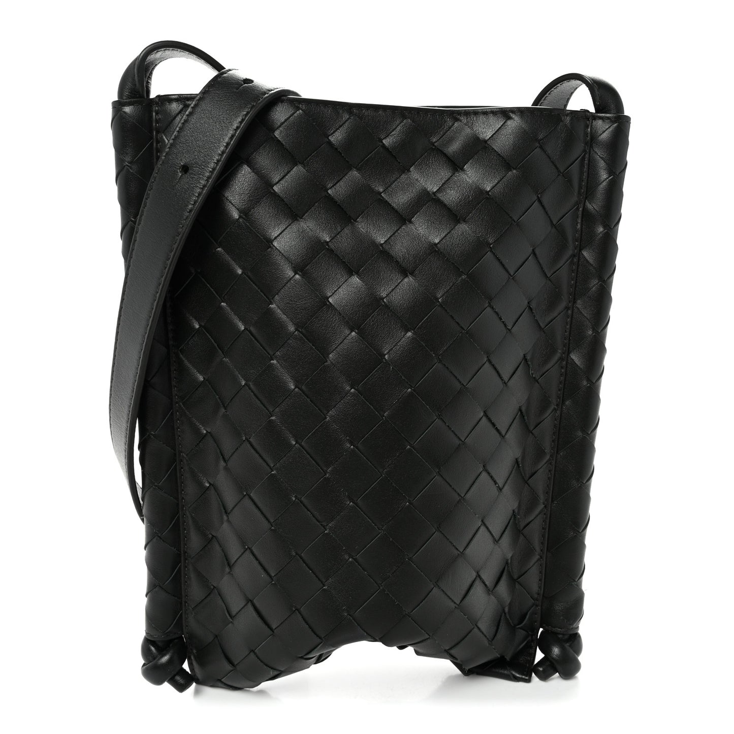 Nappa Intrecciato Small Flat Loop Messenger Black