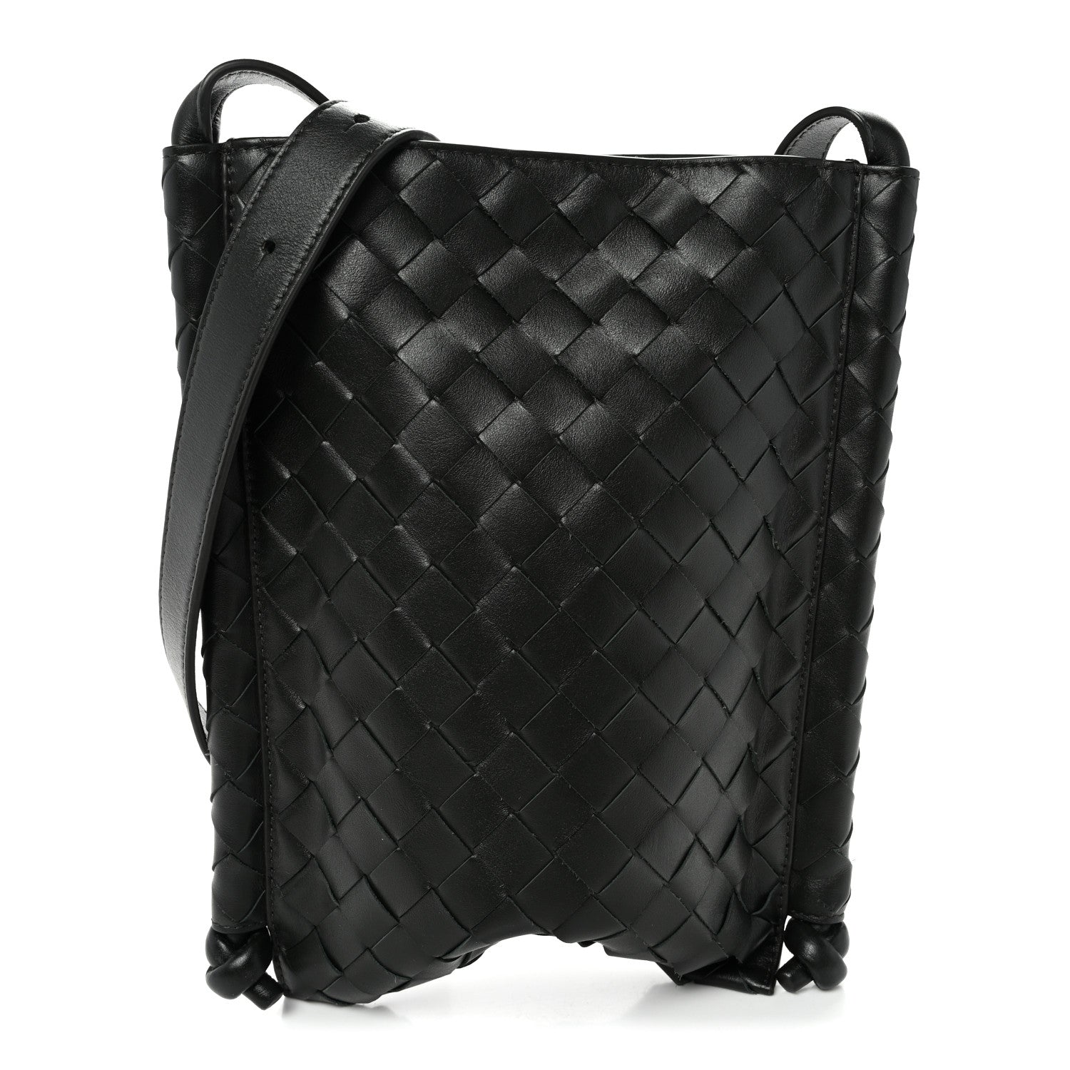 Bottega Veneta Nappa Intrecciato Small Flat Loop Messenger Black 1 of 9