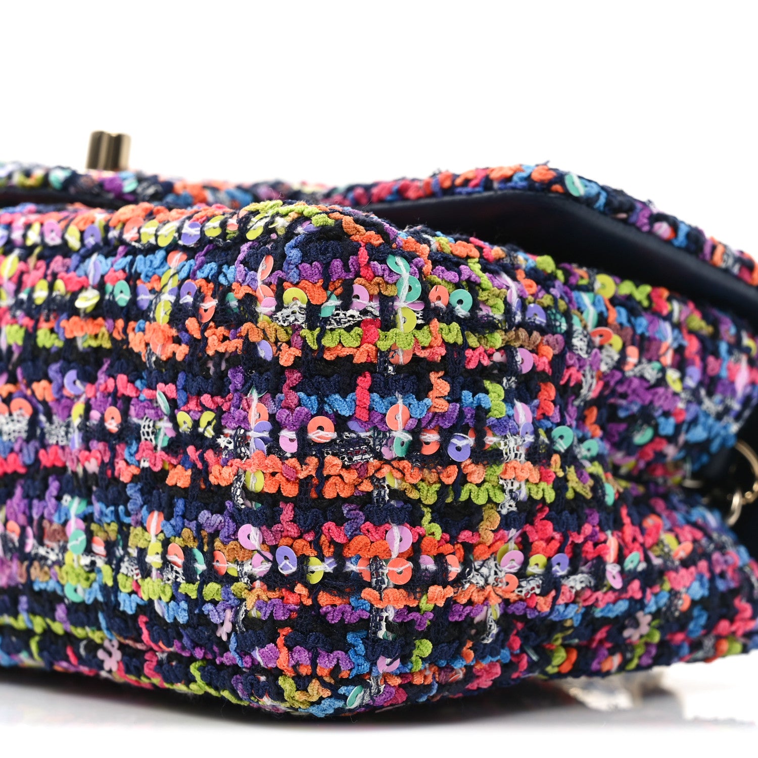 Chanel Tweed Quilted Mini Rectangular Flap Navy Blue Multicolor 10 of 10