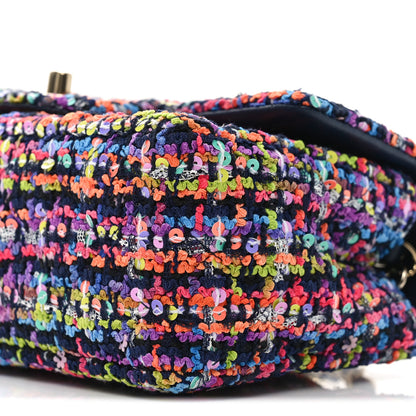Chanel Tweed Quilted Mini Rectangular Flap Navy Blue Multicolor 10 of 10