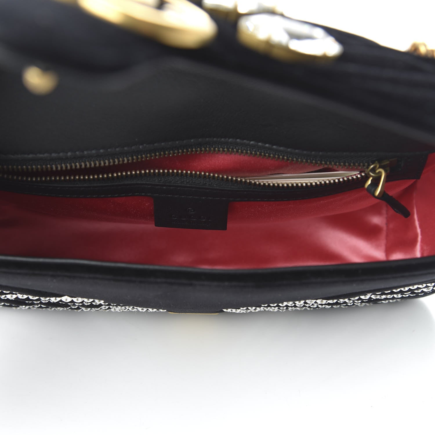 Gucci Velvet Matelasse Marquise Crystals Embroidered Small GG Marmont Shoulder Bag Black 5 of 10