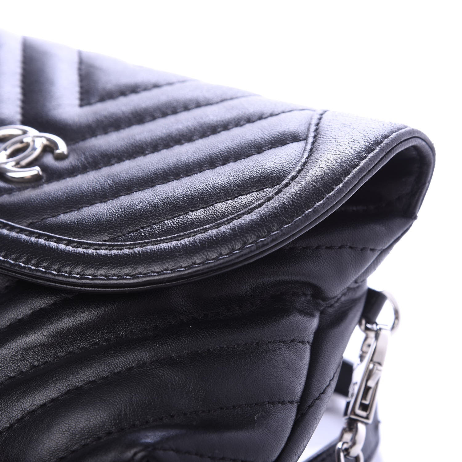 Chanel Calfskin Chevron Waist Belt Bag Black 11 of 14