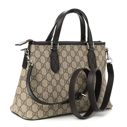 Gucci GG Supreme Monogram Small Zippered Tote Dark Brown 3 of 10