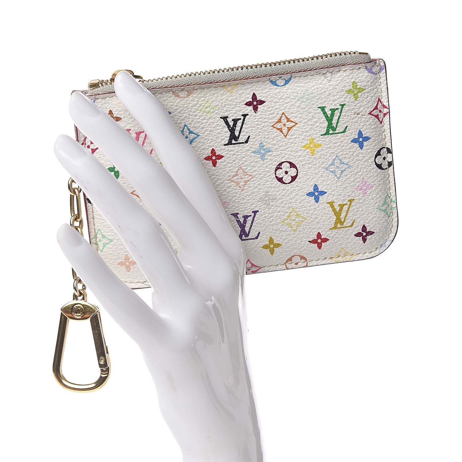 Louis Vuitton Monogram Multicolor Key Pouch White Litchi 2 of 15