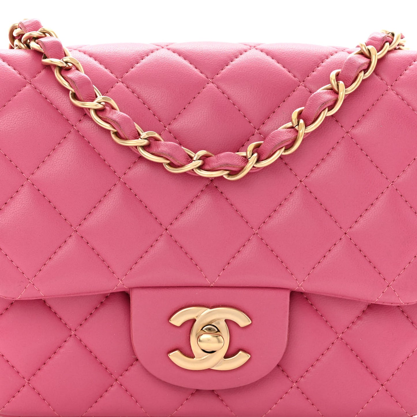 Lambskin Quilted Mini Square Flap Pink