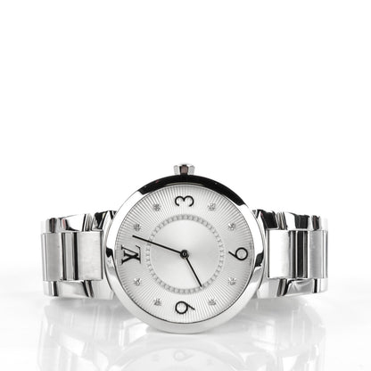 Louis Vuitton Stainless Steel Diamond 28mm Tambour Quartz Watch 3 of 7