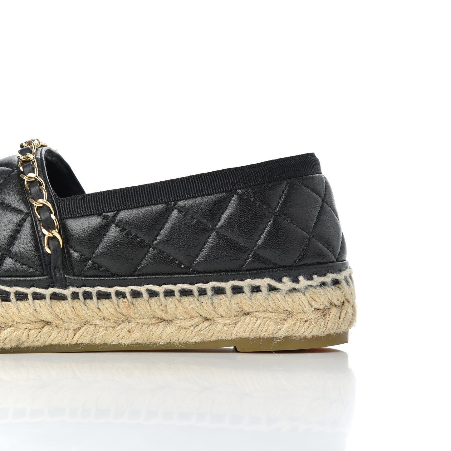 Lambskin Quilted CC Chain Espadrilles 36 Black