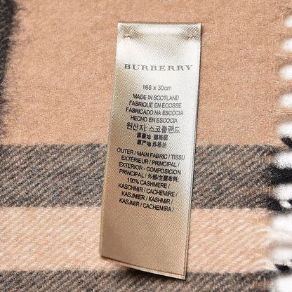 Burberry Cashmere Giant Check Fringe Scarf Archive Beige 4 of 5