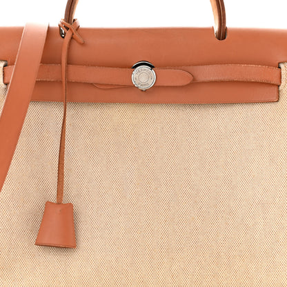 Hermes Toile Vache Calfskin Herbag 30 PM Naturel 10 of 15