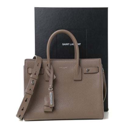 Saint Laurent Grained Calfskin Baby Sac De Jour Souple Taupe 9 of 13