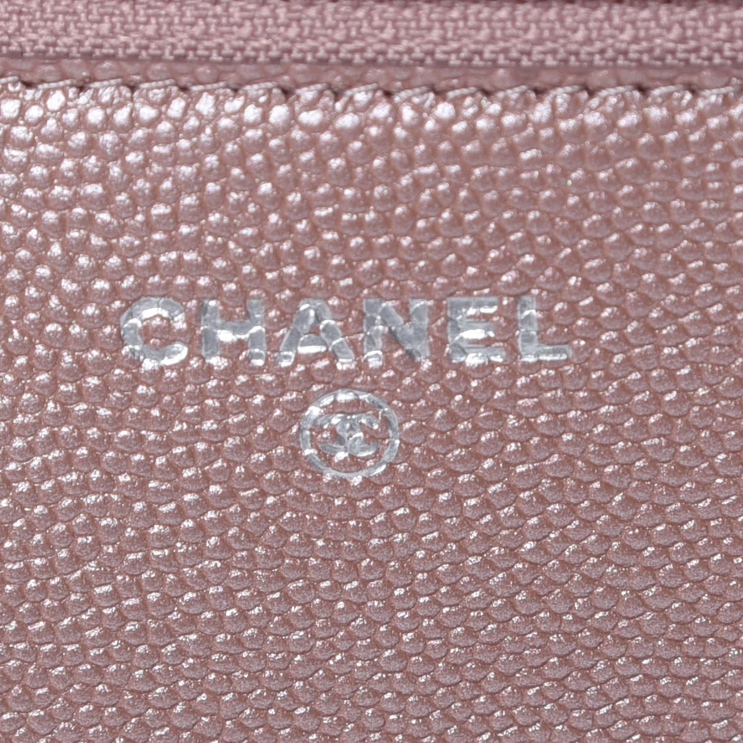 Chanel Metallic Caviar Chevron Quilted Vintage Mademoiselle Wallet On Chain WOC Pink 8 of 11