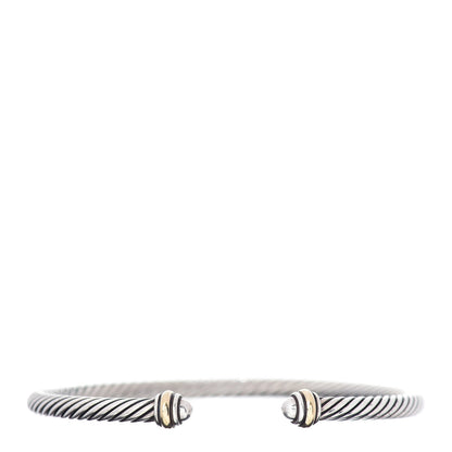 David Yurman Sterling Silver 18K Yellow Gold 4mm Cable Classics Bracelet 1 of 4