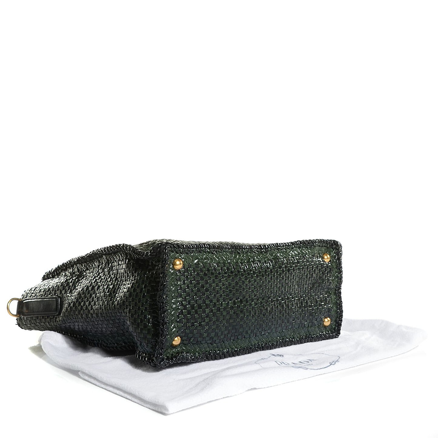 Woven Goatskin Large Madras Tote Green Nero Black