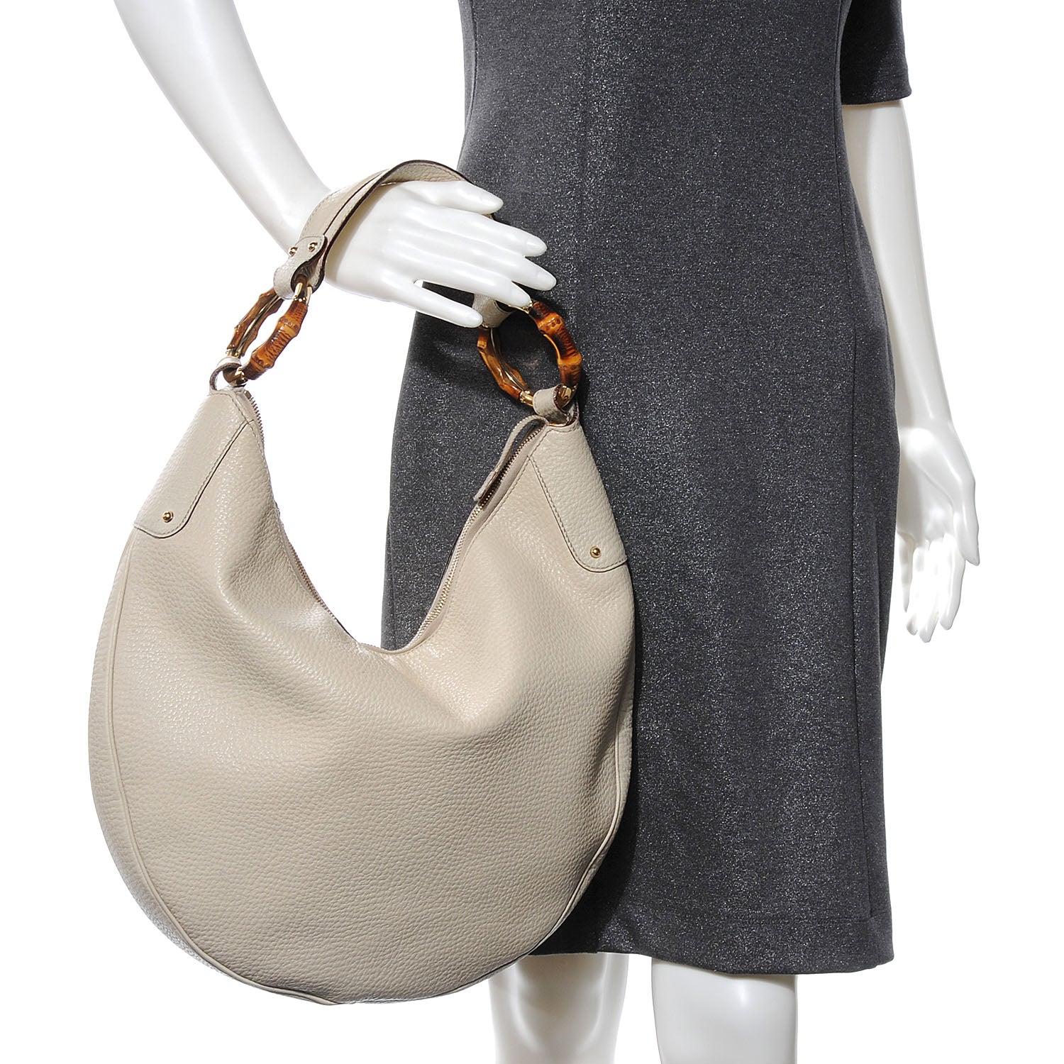 Gucci Leather Bamboo Ring Hobo Ivory 2 of 10