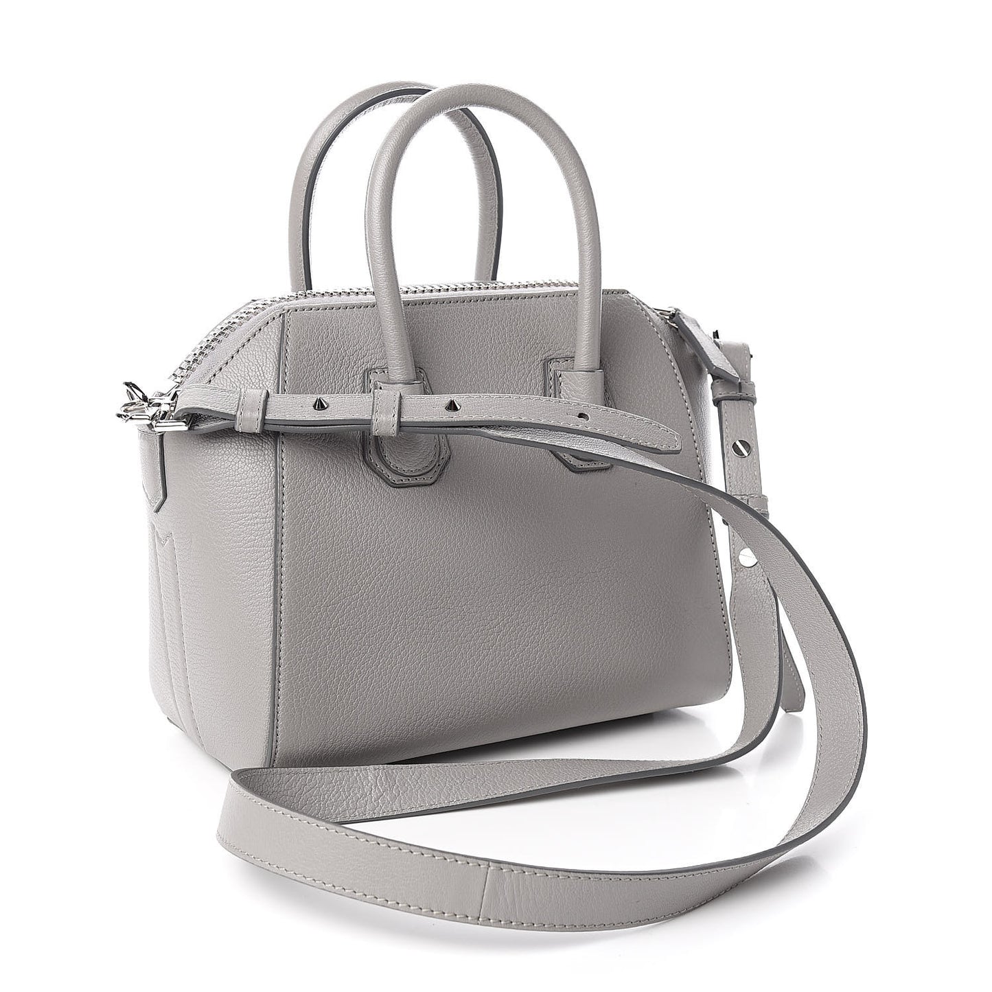 Sugar Goatskin Mini Antigona Pearl Grey