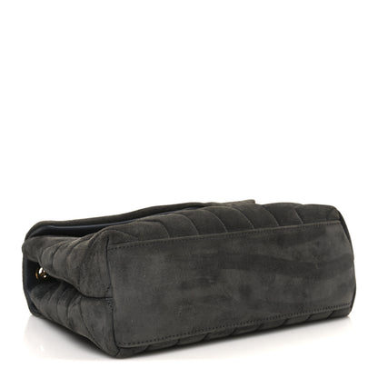 Saint Laurent Suede Y Quilted Monogram Small Loulou Chain Satchel Storm 4 of 11