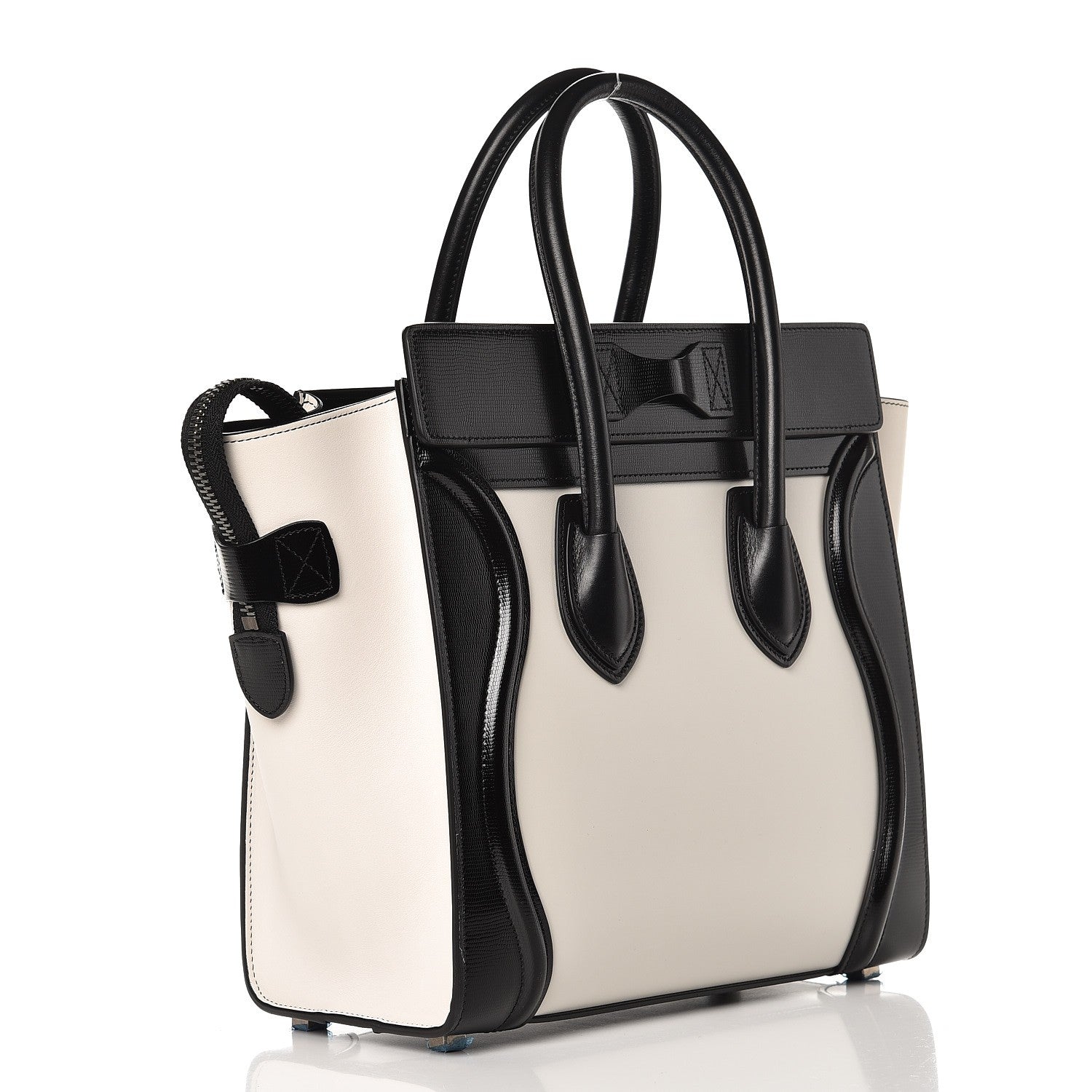 Celine Sleek Calfskin Micro Bi-Color Luggage Black White 3 of 8