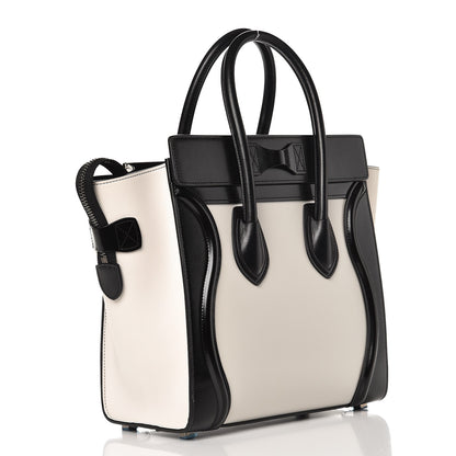 Celine Sleek Calfskin Micro Bi-Color Luggage Black White 3 of 8