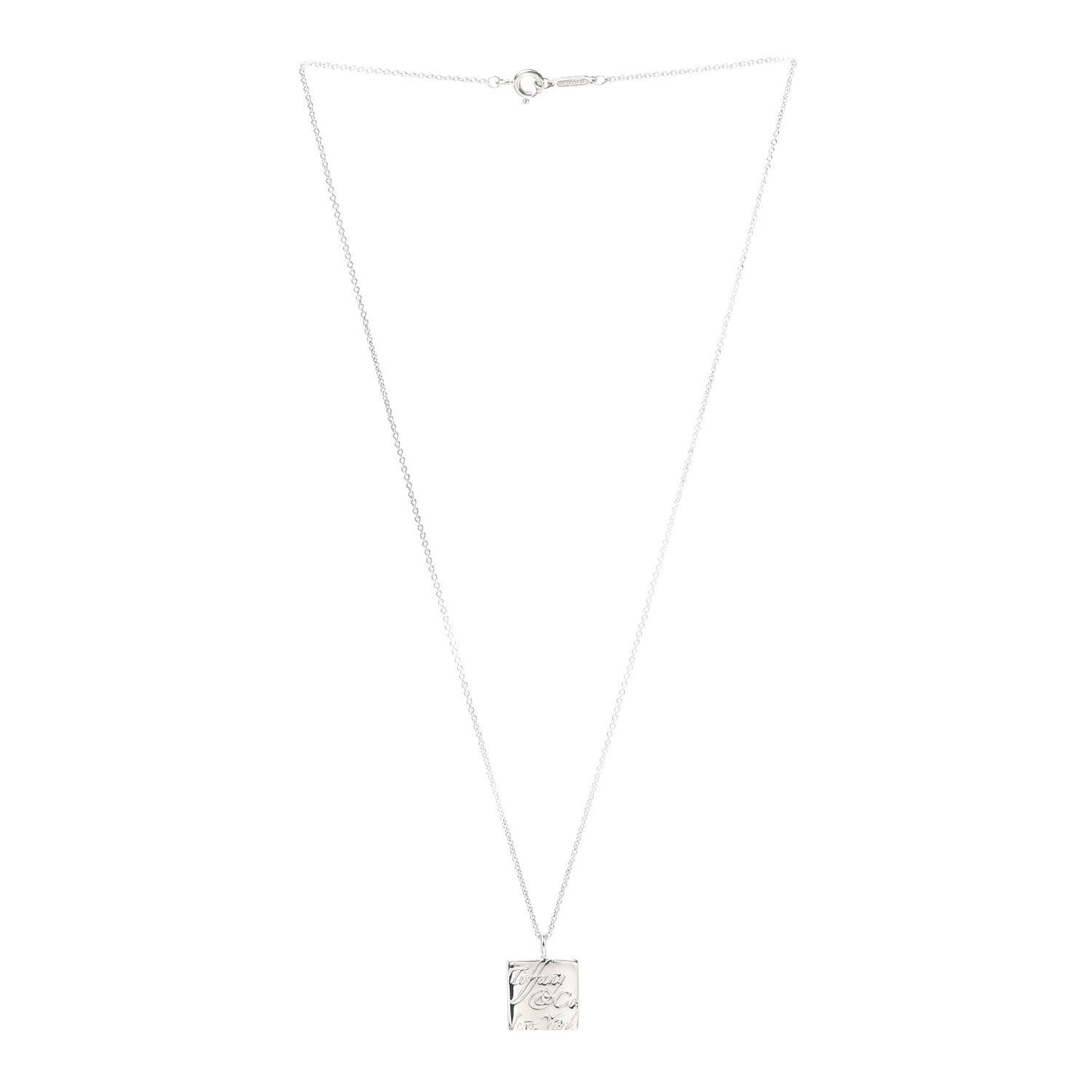 Sterling Silver Notes I Love You Square Pendant Necklace