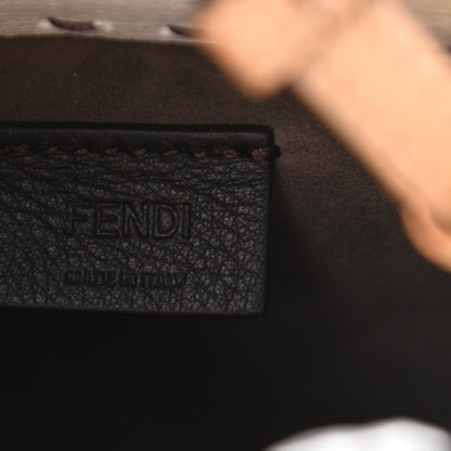 Fendi Glazed Fabric Plexiglass FF Logo Bikini Girls Mini Fendi Sunshine Shopper Tote Bianco Perla Multicolor Miele Scuro 6 of 10