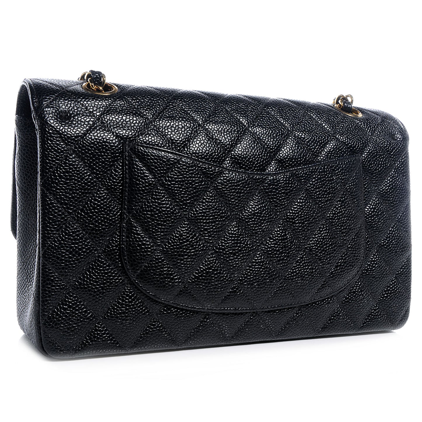 Caviar Quilted Medium Double Flap Black