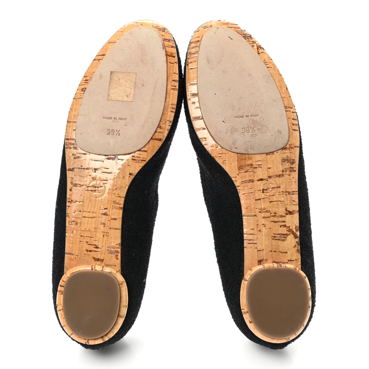 Tweed Crystal CC Ballerina Flats 39.5 Black