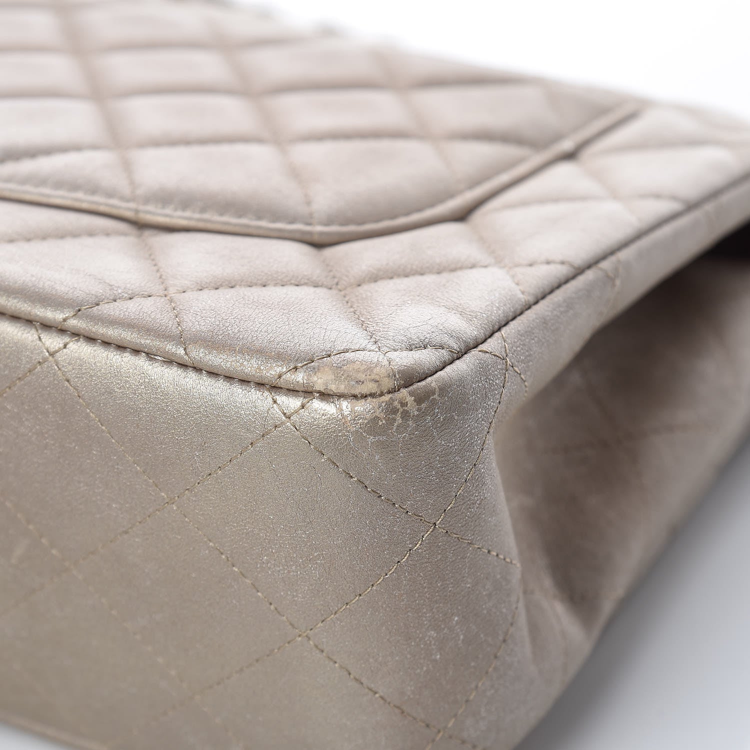 Chanel Metallic Lambskin Quilted Jumbo Double Flap Gold 11 of 15