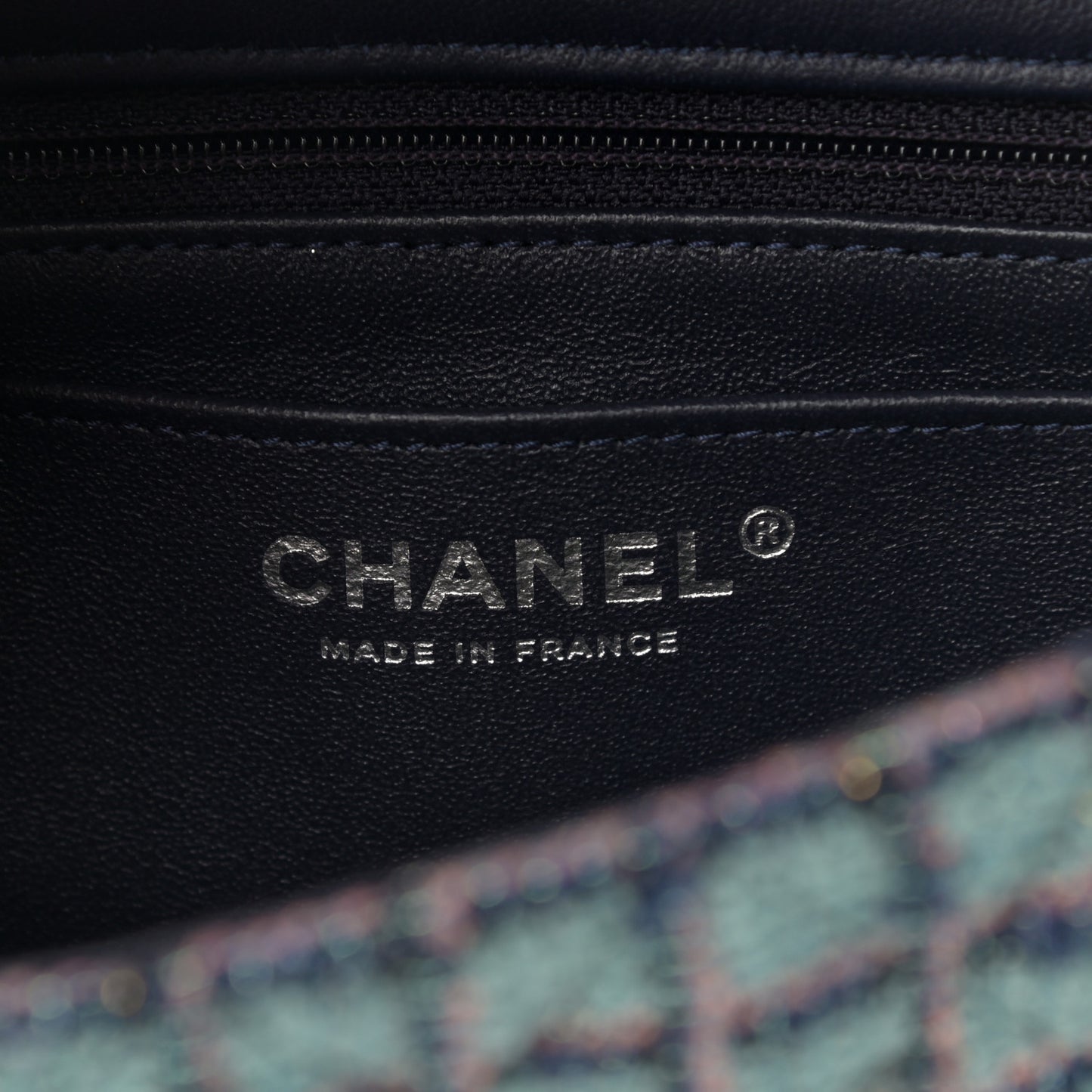Tweed Quilted Mini Rectangular Flap Green Navy Dark Beige