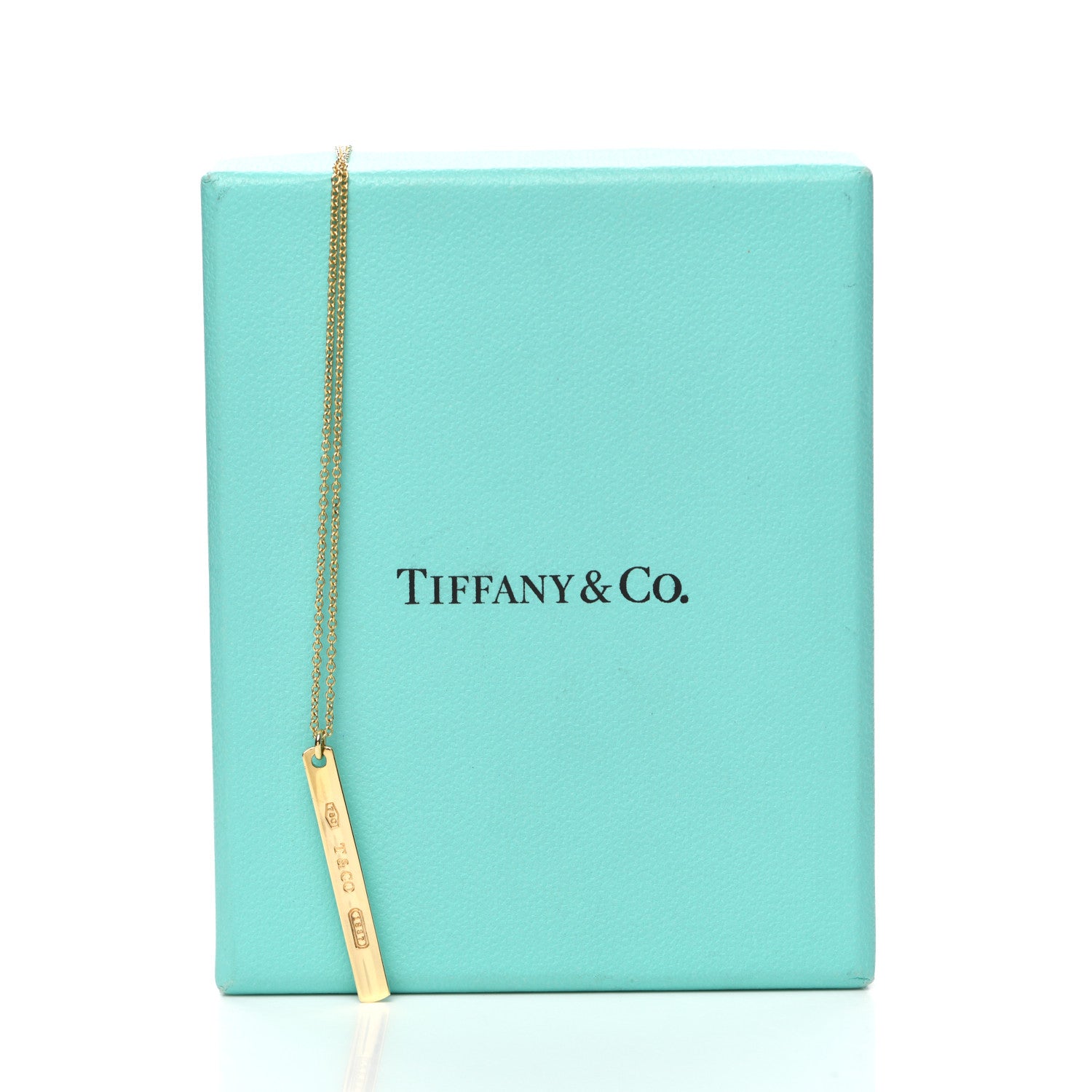 Tiffany 18K Yellow Gold 1837 Bar Pendant Necklace 6 of 6