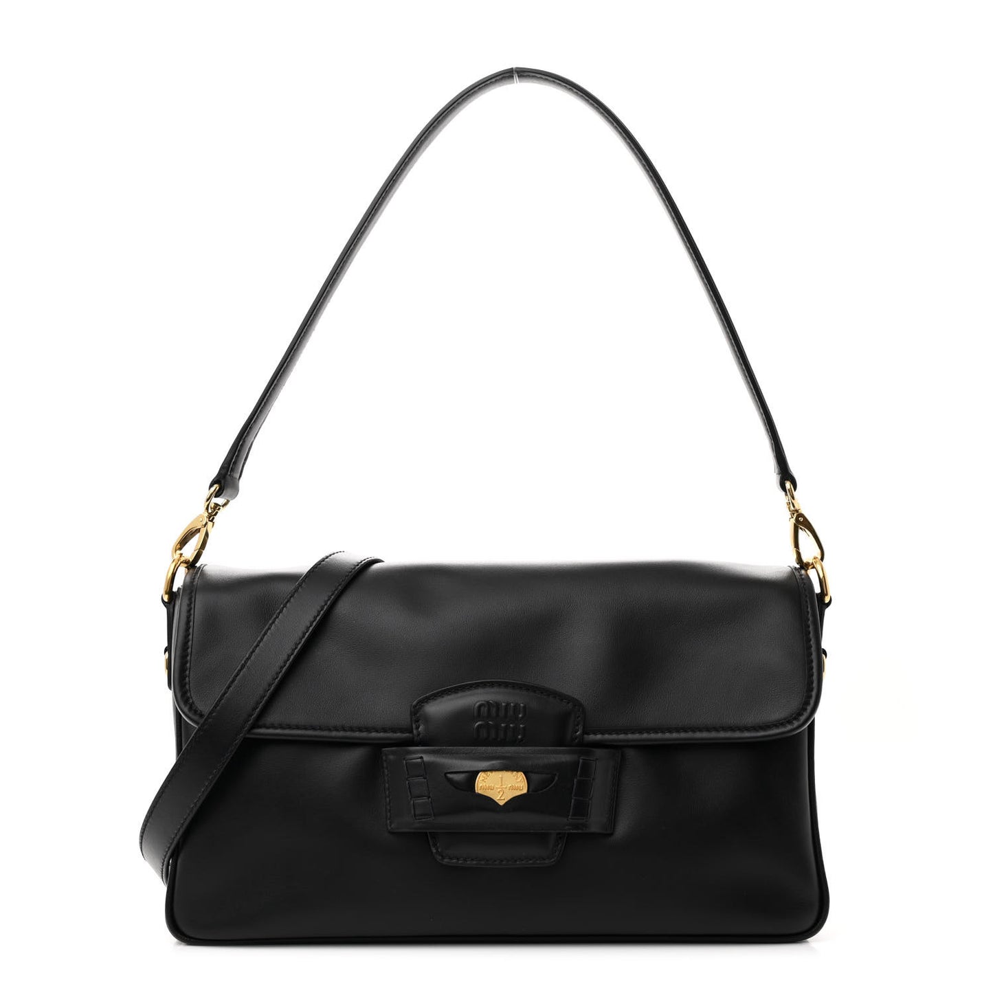 Fine Calf Penny Shoulder Bag Black