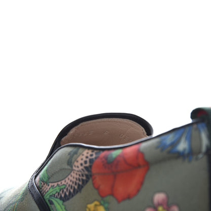 Gucci Canvas Miro Soft Calfskin Web Floral Snake Print Mens Dublin Slip On Sneakers 8 Militare Multicolor Black 10 of 11