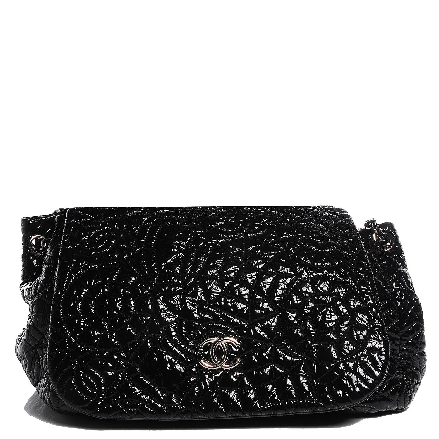 Chanel Vinyl Graphic Edge Accordion Flap Bag Black 1 of 7
