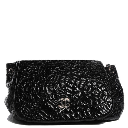 Chanel Vinyl Graphic Edge Accordion Flap Bag Black 1 of 7
