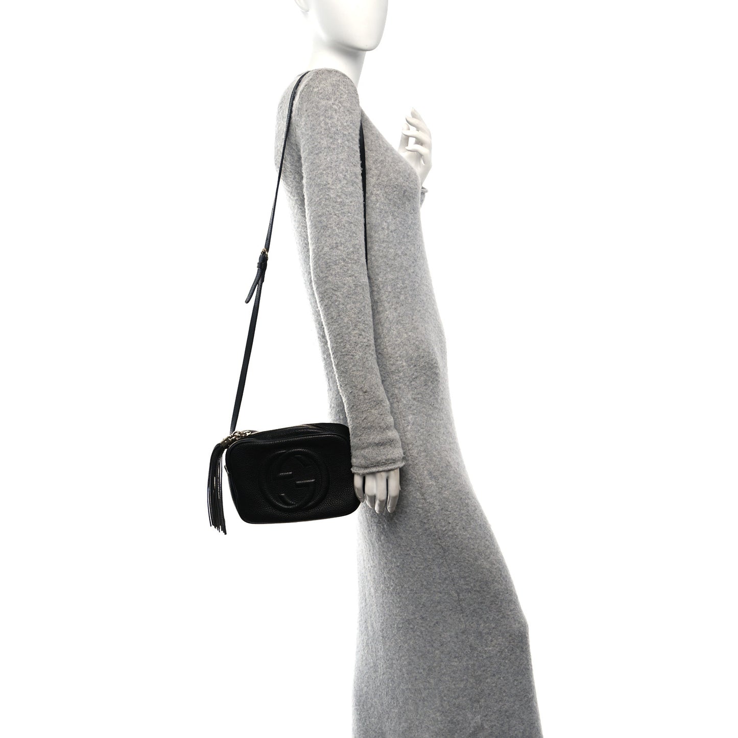 Pebbled Calfskin Small Soho Disco Bag Black