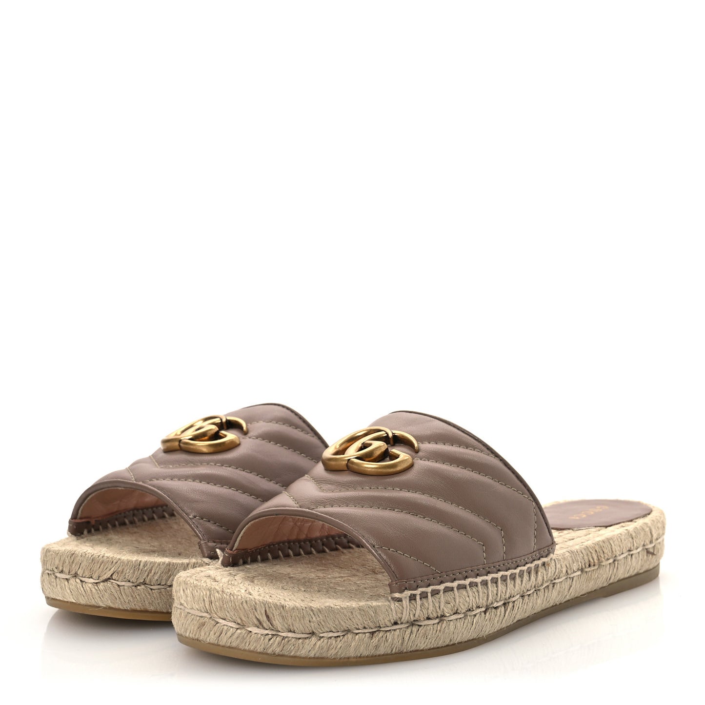 Nappa Matelasse GG Marmont Espadrille Slide Sandals 39 Porcelain Rose