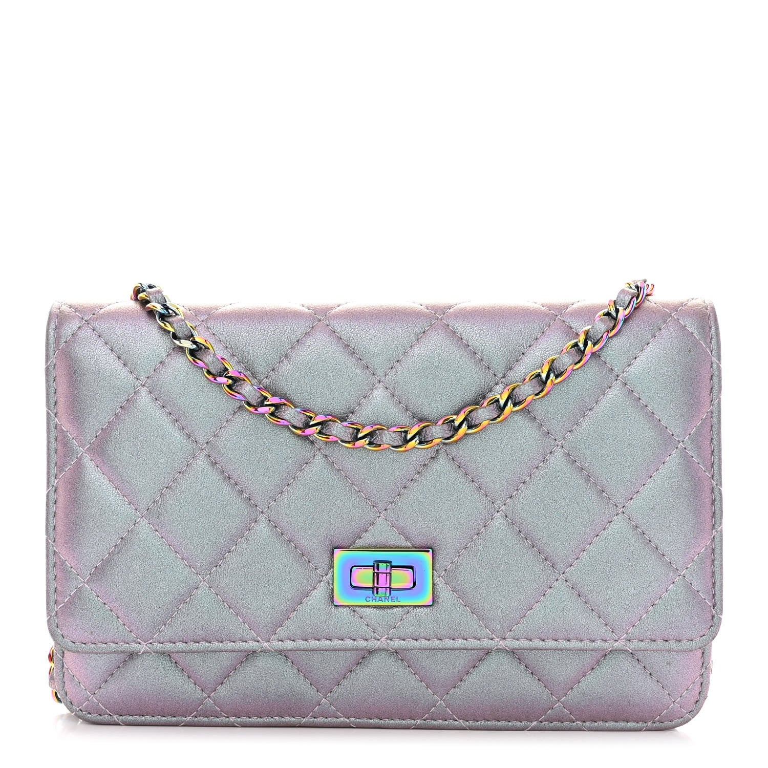 Chanel Iridescent Lambskin Quilted Reissue Wallet On Chain WOC Light Purple 1 of 12