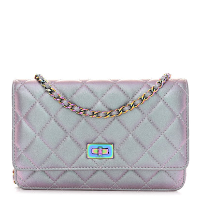 Chanel Iridescent Lambskin Quilted Reissue Wallet On Chain WOC Light Purple 1 of 12