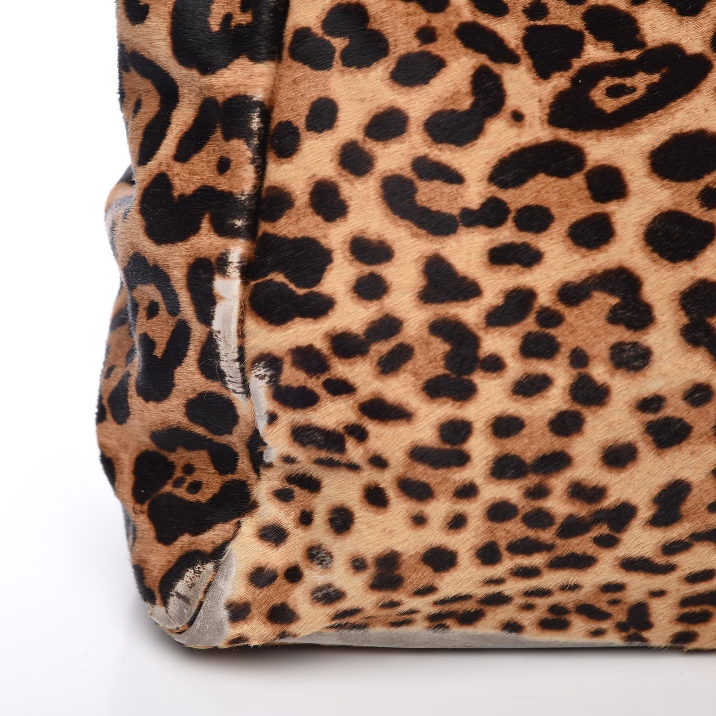 Calf Hair Leopard Print Zucca Large Peekaboo Iconic Satchel Tobacco