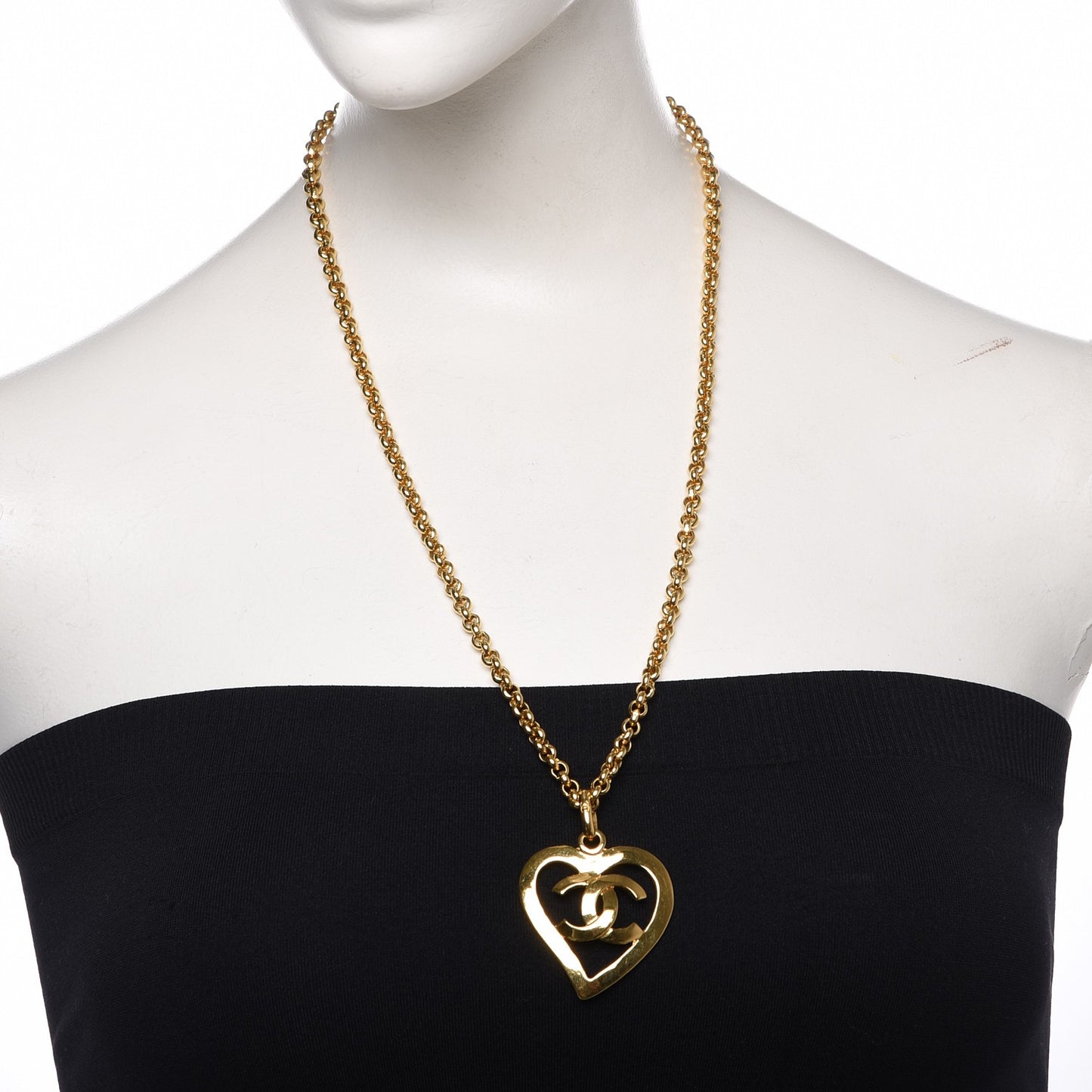 CC Heart Chain Pendant Necklace Gold