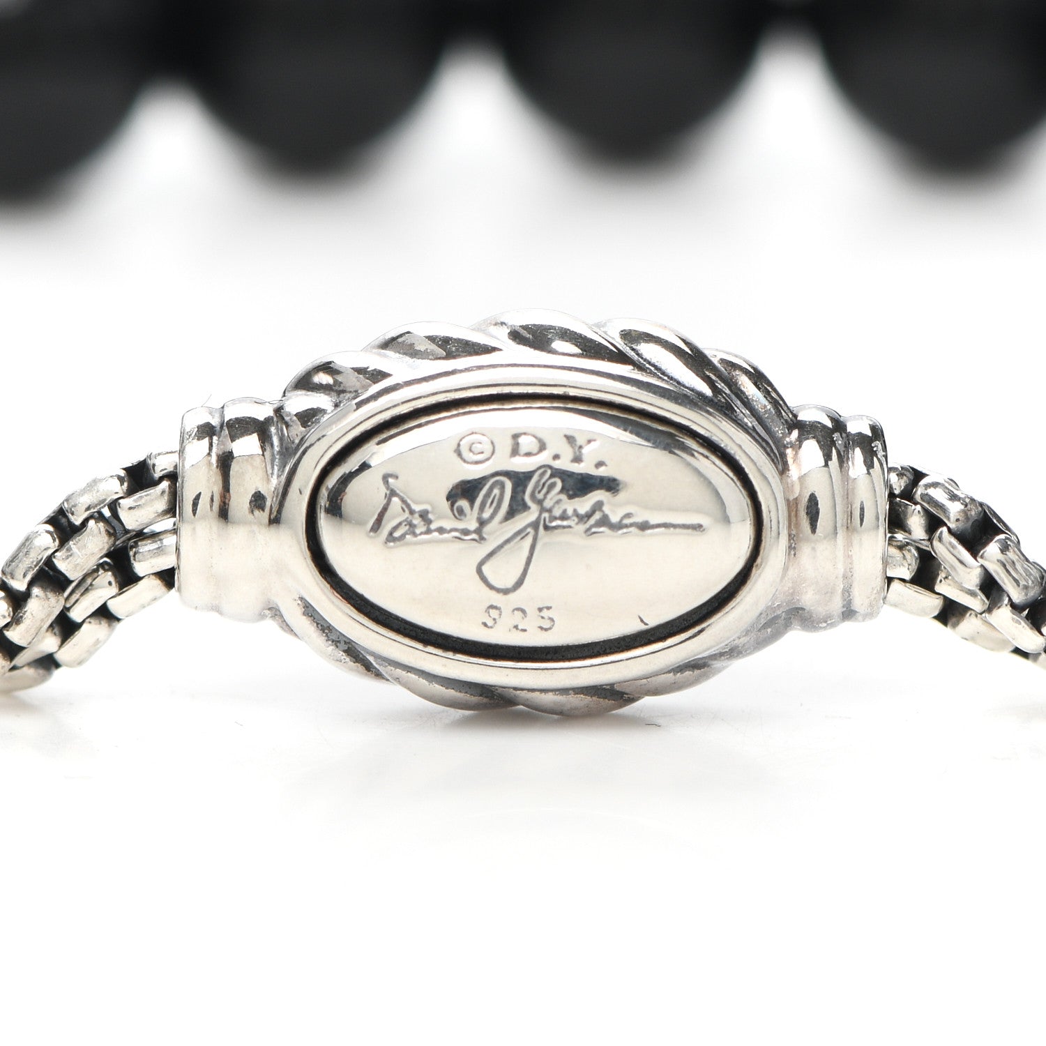 David Yurman Sterling Silver Black Onyx 8mm Spiritual Beads Adjustable Bracelet 4 of 4