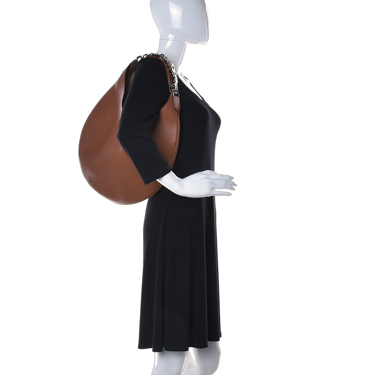 Calfskin Small Infinity Hobo Bag Brown