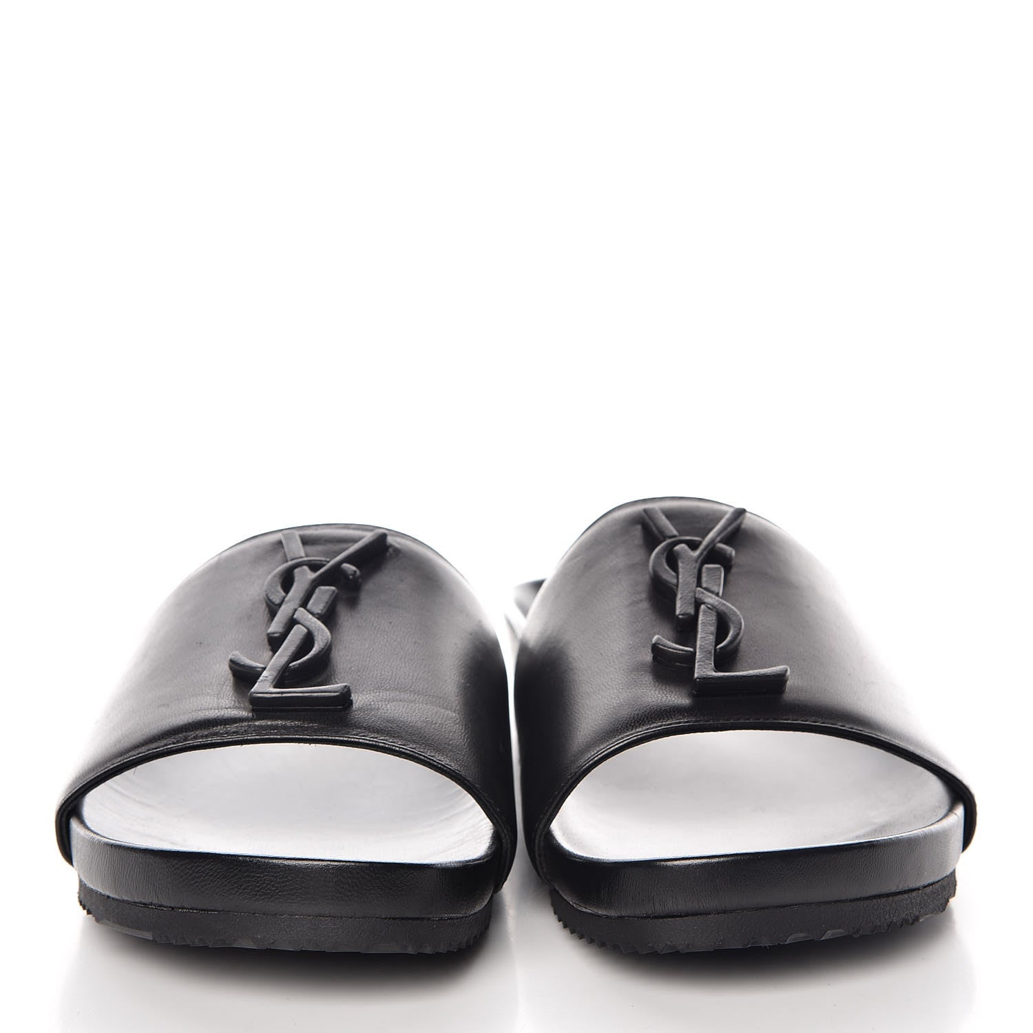 Saint Laurent Lambskin Joan Slide Sandals 35.5 Black 2 of 9