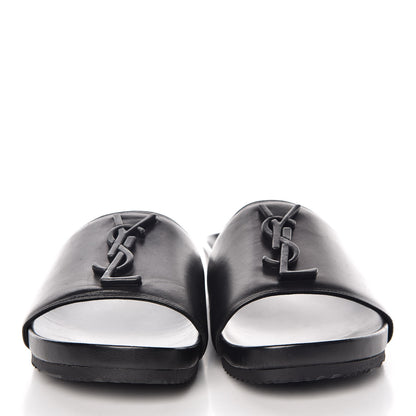 Saint Laurent Lambskin Joan Slide Sandals 35.5 Black 2 of 9